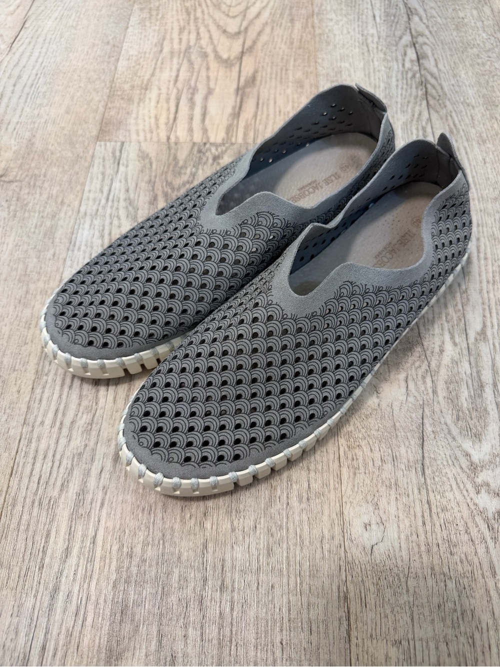 Women’s Grey Perforated Slip-On Loafers